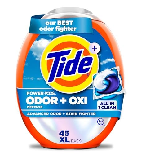 Tide PODS with Odor Eliminators Laundry Detergent Pacs (Ultra OXI Power) 4 x 45-Count