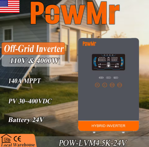 PowMr 24V 4000W Off-Grid Solar Inverter Pure Sine Wave
