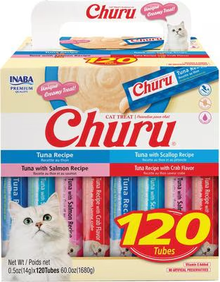Inaba Churu Grain-Free Tuna Variety Lickable Cat Treat 240 Count Deal