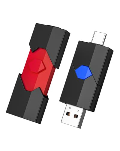 JUANWE 2-Pack 128GB USB-C + USB-A Retractable Dual Flash Drive