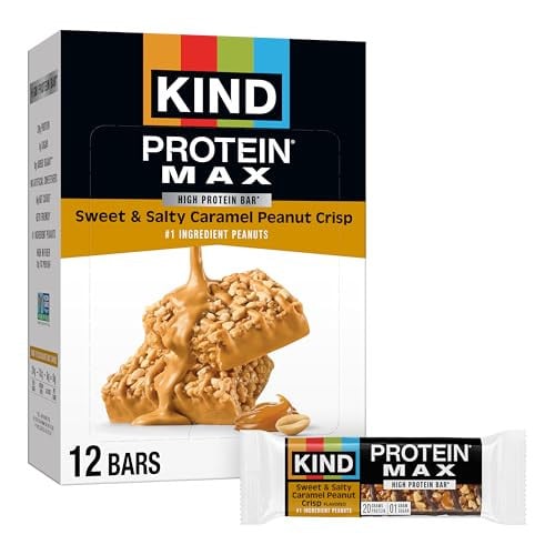 KIND Protein MAX Sweet & Salty Caramel Peanut Crisp Bars 12-Count 20g Protein Deal
