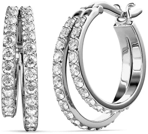 Cate & Chloe Corina 18k White Gold Plated 20mm Hoop Earrings with Swarovski Crystals Deal