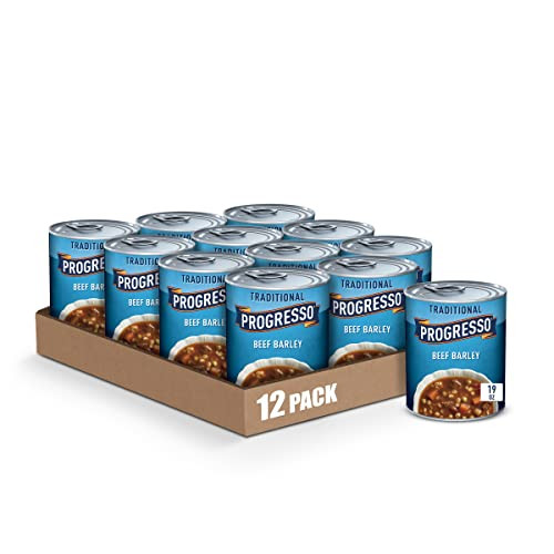 12 Pack of Progresso Traditional Canned Soup (Beef Barley), 19 Oz.