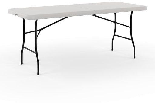 Staples 6' x 30" Heavy Duty Plastic Folding Table, White Granite