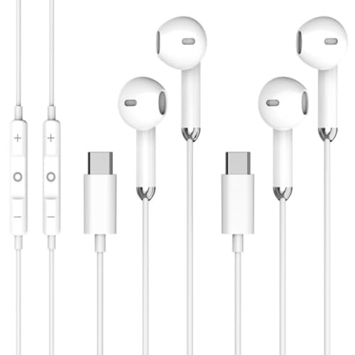 Tiloqua USB-C Wired Headphones w/ Microphone & Remote Control 2-Pack Deal