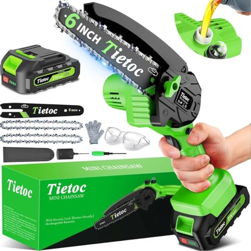 Tietoc 6" Mini Electric Cordless Chainsaw w/ Battery & Charger
