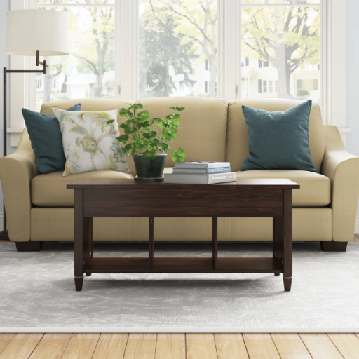 Andover Mills Rectangular Liftable Double-Layer Coffee Table (Walnut)