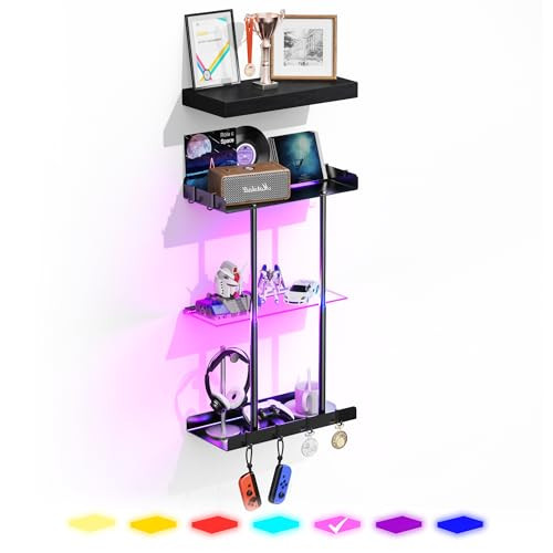 Vervida Wall Mounted LED Towel Rack 22.7 inch with 15 inch Floating Shelf