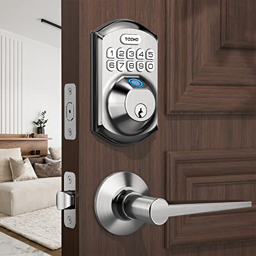 TEEHO Electronic Keypad Fingerprint Door Lock w/ 2-Lever Handles Deal
