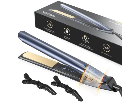 NEXPURE 1 inch Ionic Flat Iron w/ Dual Voltage