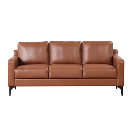 Serta Triton 78" Sofa, Transitional Modern, Dreamcoil Comfort, Metal Legs, Vegan Leather, Brown Deal