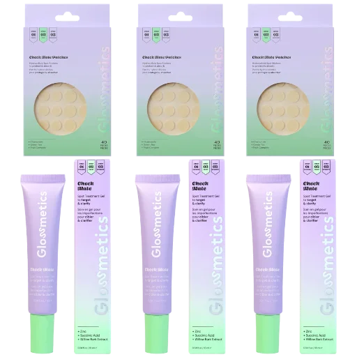 Glossmetics Hydrocolloid Acne Spot Stickers 120-Pack + 3 Spot Treatment Gels