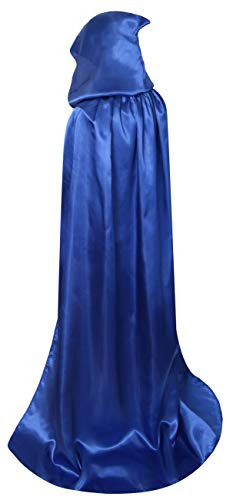Extra Long Hooded Satin Cloak (Blue)