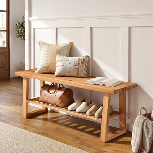 AMADA HOMEFURNISHING 43 Inch Solid Pine Wood Bench