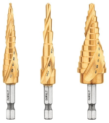DEWALT Step Drill Bit Set 3 Piece, Titanium Nitride Coated, 31 Hole Sizes, 1/8 in to 7/8 in Deal