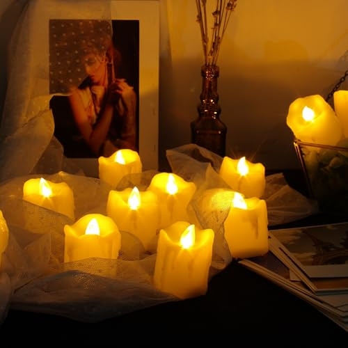 12-Pack Battery Operated Flameless LED Votive Candles with Timer