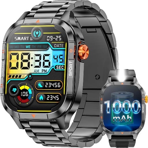 Military Smart Watch for Men 2.01'' with 1000mAh Battery Deal