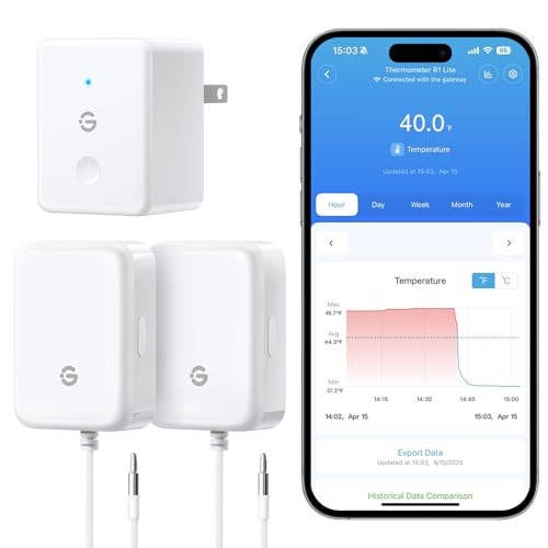 GoveeLife WiFi Refrigerator Thermometer with Alarm, 1 Gateway + 2 Sensors