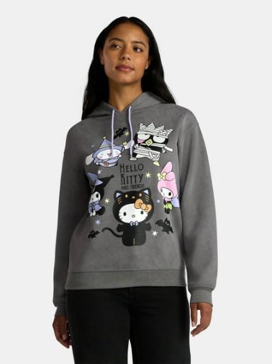 Hello Kitty and Friends Women's Halloween Graphic Pullover Hoodie Sweatshirt XXS-XL