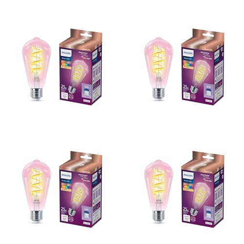 PHILIPS Smart Color ST19 Color Filament LED Smart Bulb 4-Pack