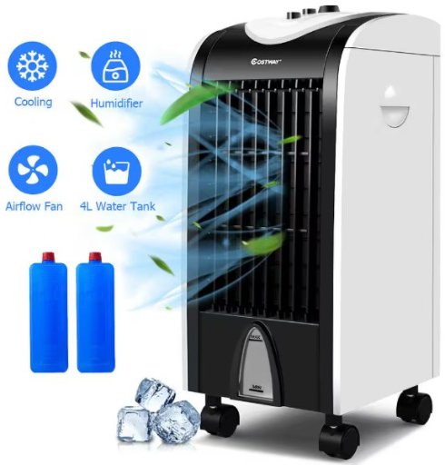 Costway 256 CFM 3-Speed Portable Evaporative Cooler Fan for 100 sq.ft.