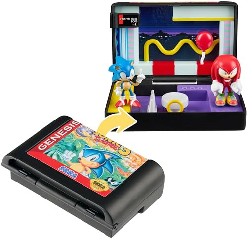 SEGA Genesis Cartridge Console Heroes: Sonic The Hedgehog 3 Diorama Playset w/ Mini Sonic & Knuckles Figures (Carnival Night Zone)