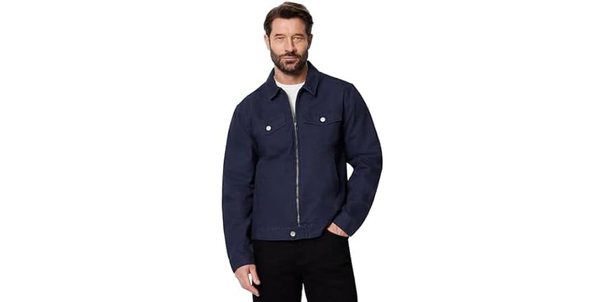 Amazon Essentials Men's Cotton Canvas Zip-Front Trucker Jacket Deal