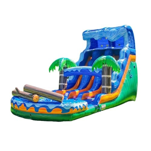 XJUMP 17ft Jungle Fall Inflatable Water Slide with Pool
