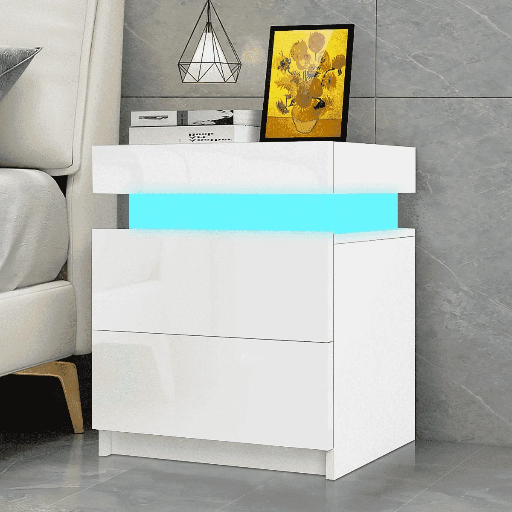 Hommpa LED Nightstand with 2 Drawers 20.5" Tall