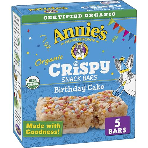 Annie's Homegrown Organic Birthday Cake Crispy Snack Bars 5-Count