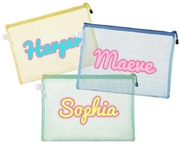 3pcs Personalized Name Waterproof Cosmetic Pouches with Zipper Deal