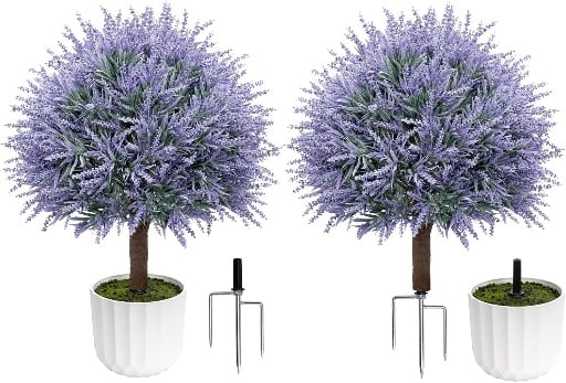 LuceAlberi 25.6" Artificial Lavender Topiary Ball with Pots (2 Pcs) Deal