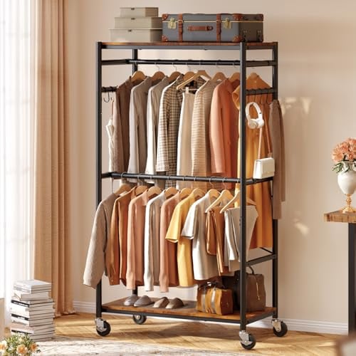 HOKEEPER Heavy Duty Rolling Clothes Rack 70.9"-79.9" H x 39.3" W Deal