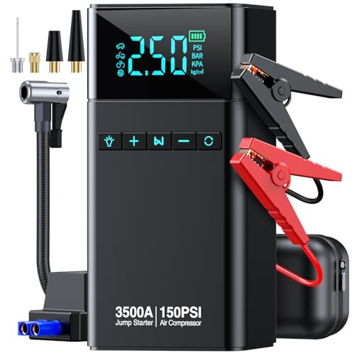10-in-1 Portable Car Battery Jump Starter with Air Compressor