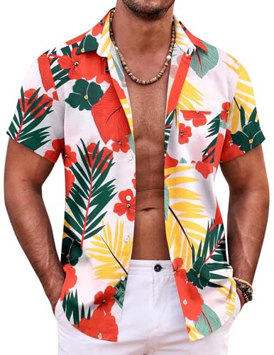 COOFANDY Men's Short Sleeve Hawaiian Tropical Shirt