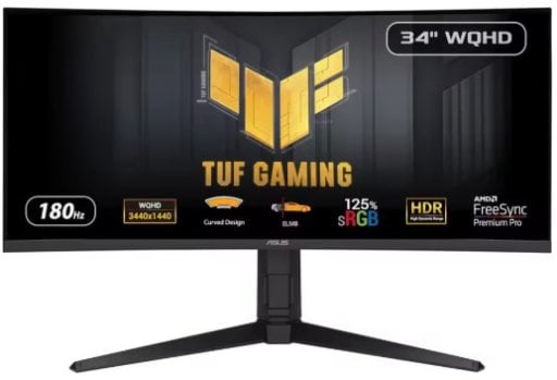 ASUS TUF 34" 3440x1440p WQHD 180Hz 1ms Curved VA Gaming Monitor Deal