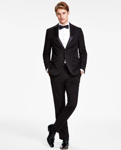 Kenneth Cole Reaction Men's Slim-Fit Ready Flex Tuxedo Suit Black