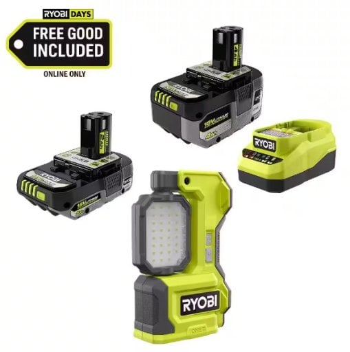 Ryobi ONE+ 18V Hybrid Cordless LED Magnetic Task Light with 4.0Ah & 2.0Ah Batteries Deal