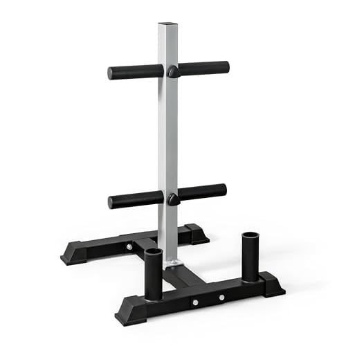 CAP Barbell Olympic Bumper Plate Tree Rack w/ 2 Plate Holders & 2 Bar Holders