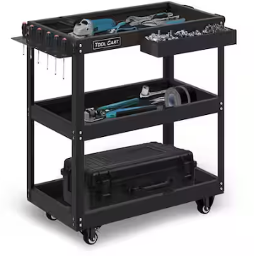LiteKon 29.5" 330-Lb Tool Cart w/ Wheels & 1 Drawer (Black)