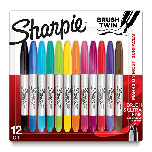 SHARPIE Brush Twin Permanent Markers 12-Count