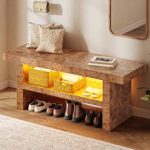 DWVO 39.4" Entryway Bench w/ Motion-Sensing Warm LED Light Deal