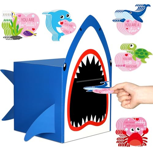 50 PCS Large Shark Mailbox and Valentine Cards
