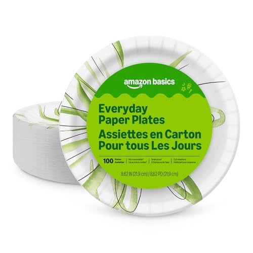 Amazon Basics Everyday Disposable Paper Plates 150-Count