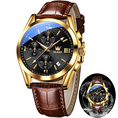 OLEVS Men's Leather Chronograph Watch
