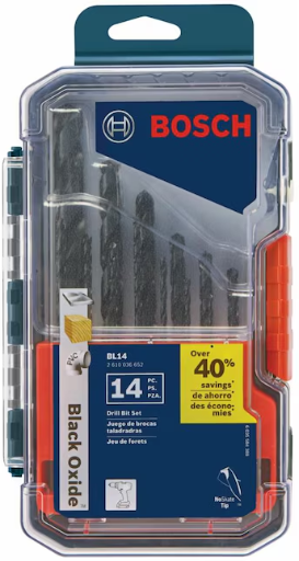 Bosch 14-Piece Black Oxide Coated HSS Jobber Length Twist Drill Bit Set Deal
