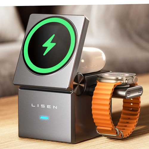 LISEN 3 in 1 Magsafe Charging Station for Apple iPhone