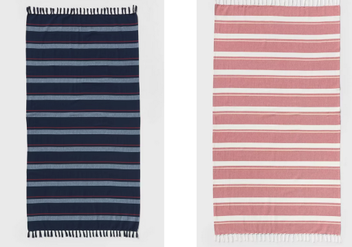 Jacquard Lightweight Striped Oversized Beach Towel 36x72" (Navy Blue or Red) Deal