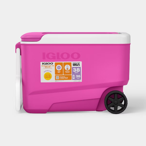 Ingloo Sun Squad Wheelie 53 Cans/38qt Rolling Cooler - Pink Fizz