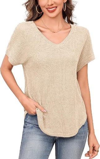 Totatuit  V Neck Waffle T Shirts - Many Colors  Deal